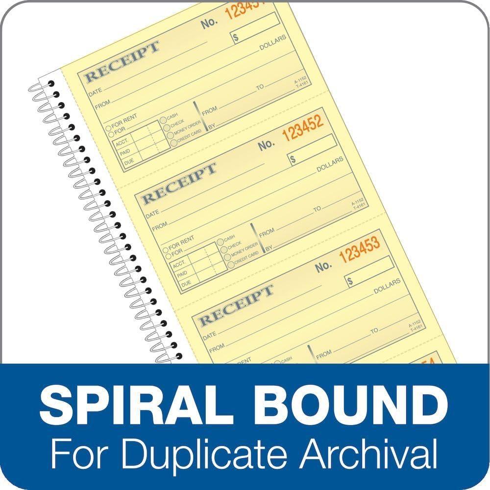 imageTOPS MoneyRent Receipt Book 2Part Carbonless 11 x 525 Inches 4 ReceiptsPage 200 Sets per Book 4161  White