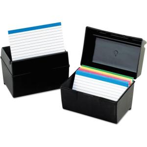 Oxford 01351 Plastic Index Card Flip Top File Box Holds 300 3 x 5 Cards, Matte Black (1 EA)(3 x 5)