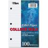 Oxford 62304 Filler Paper, 3H, 20 lb, 5 1/2 x 8 1/2, College Rule, White (Pack of 100 Sheets)