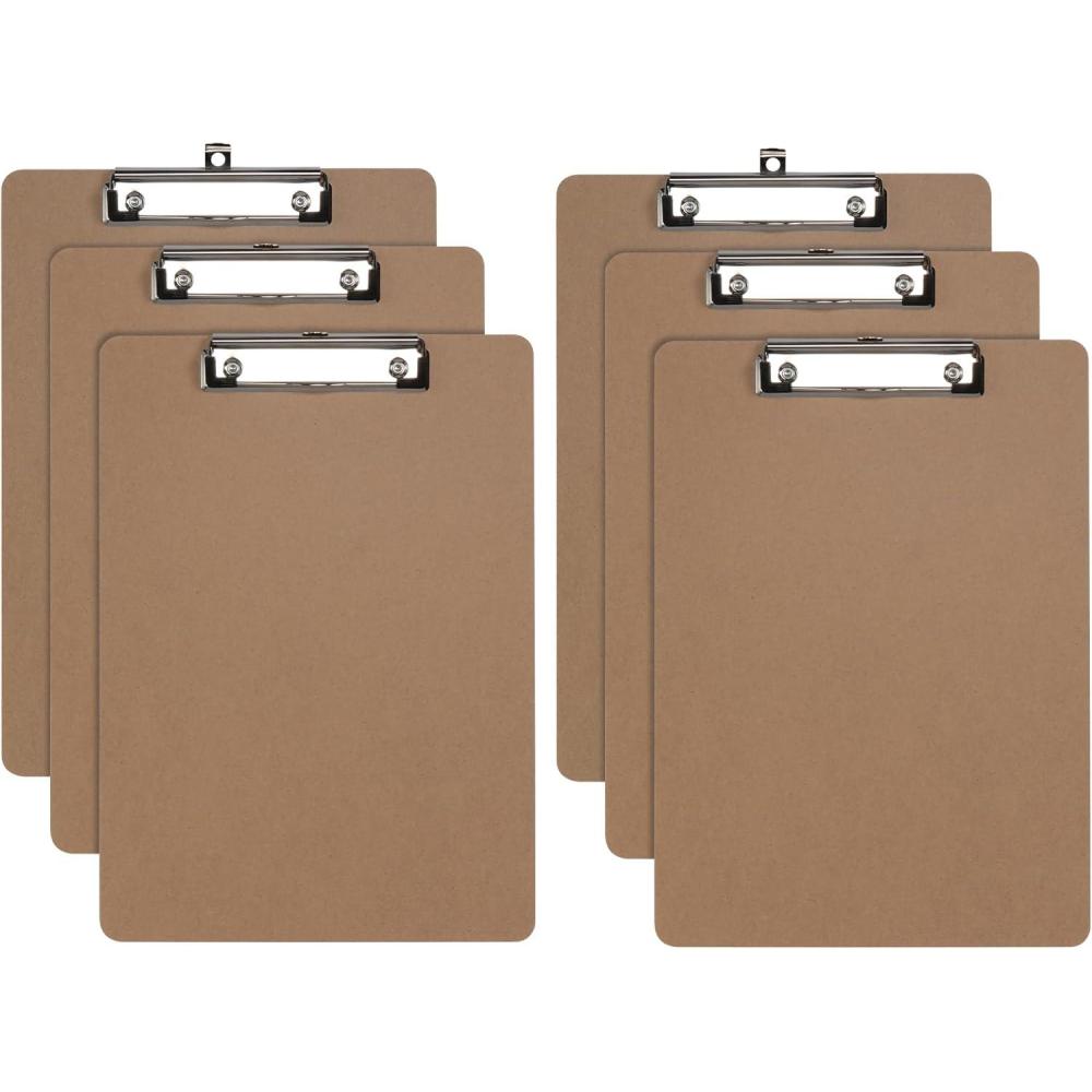 imageOxford Brown Clipboards Metal Clip with Plastic Corners Writing Surface with Hanging Loop Brown 125quot x 9quot 6 Pack 25401