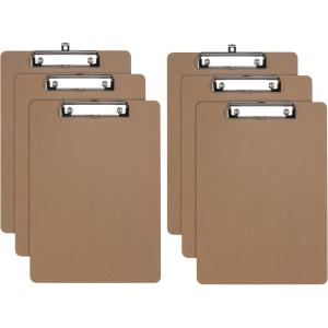 Oxford Brown Clipboards, Metal Clip with Plastic Corners, Writing Surface with Hanging Loop, Brown, 12.5″ x 9″, 6 Pack (25401)