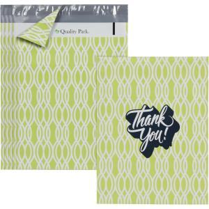 Quality Park Thank You Poly Mailers, 10 x13 Inch Shipping Envelopes, 100 Pack, Self Seal, Waterproof Shipping Bags for Clothing, Lime (QUA89303)