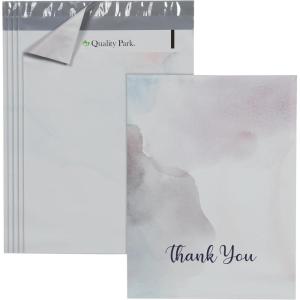Quality Park Thank You Poly Mailers, 10 x13 Inch Shipping Envelopes, 100 Pack, Self Seal, Waterproof Shipping Bags for Clothing, Watercolor (QUA89302)(Large)