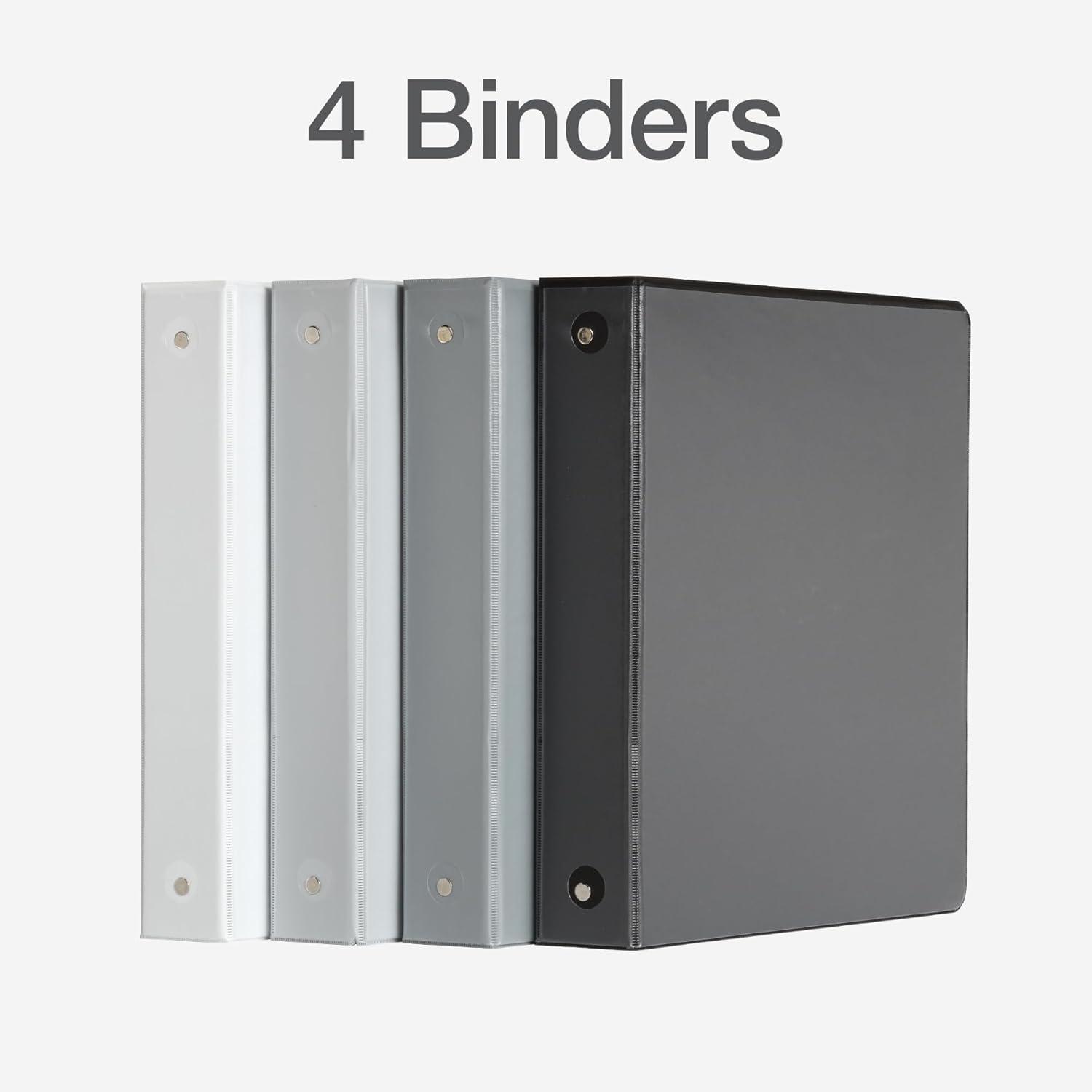 image:imageCardinal 3 Ring BindersBinders for School and Office Durable 15 Inch Round Rings Holds 350 Sheets ClearVue Presentation View NonStick Assorted Black White Gray 4 Pack 79559