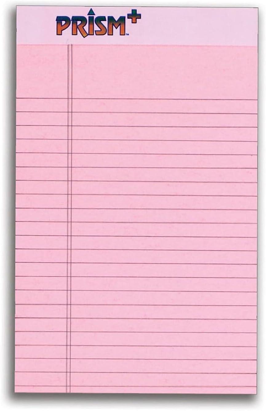 image:imageTOPS Prism Plus 100 Recycled Legal Pad 5 x 8 Inches Perforated Blue Narrow Rule 50 Sheets per Pad 12 Pads per Pack 63020Pink