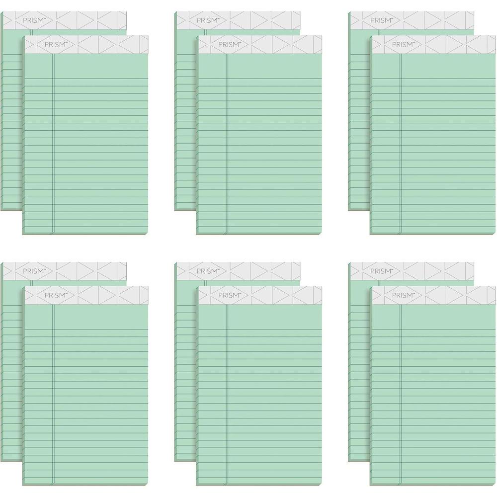 image:imageTOPS Prism Plus 100 Recycled Legal Pad 5 x 8 Inches Perforated Blue Narrow Rule 50 Sheets per Pad 12 Pads per Pack 63020Green