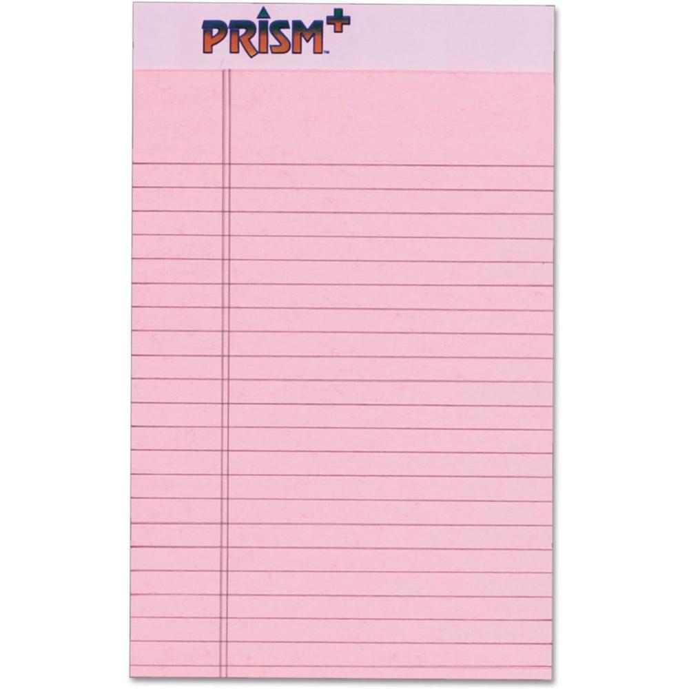 image:imageTOPS Prism Plus 100 Recycled Legal Pad 5 x 8 Inches Perforated Blue Narrow Rule 50 Sheets per Pad 12 Pads per Pack 63020Pink