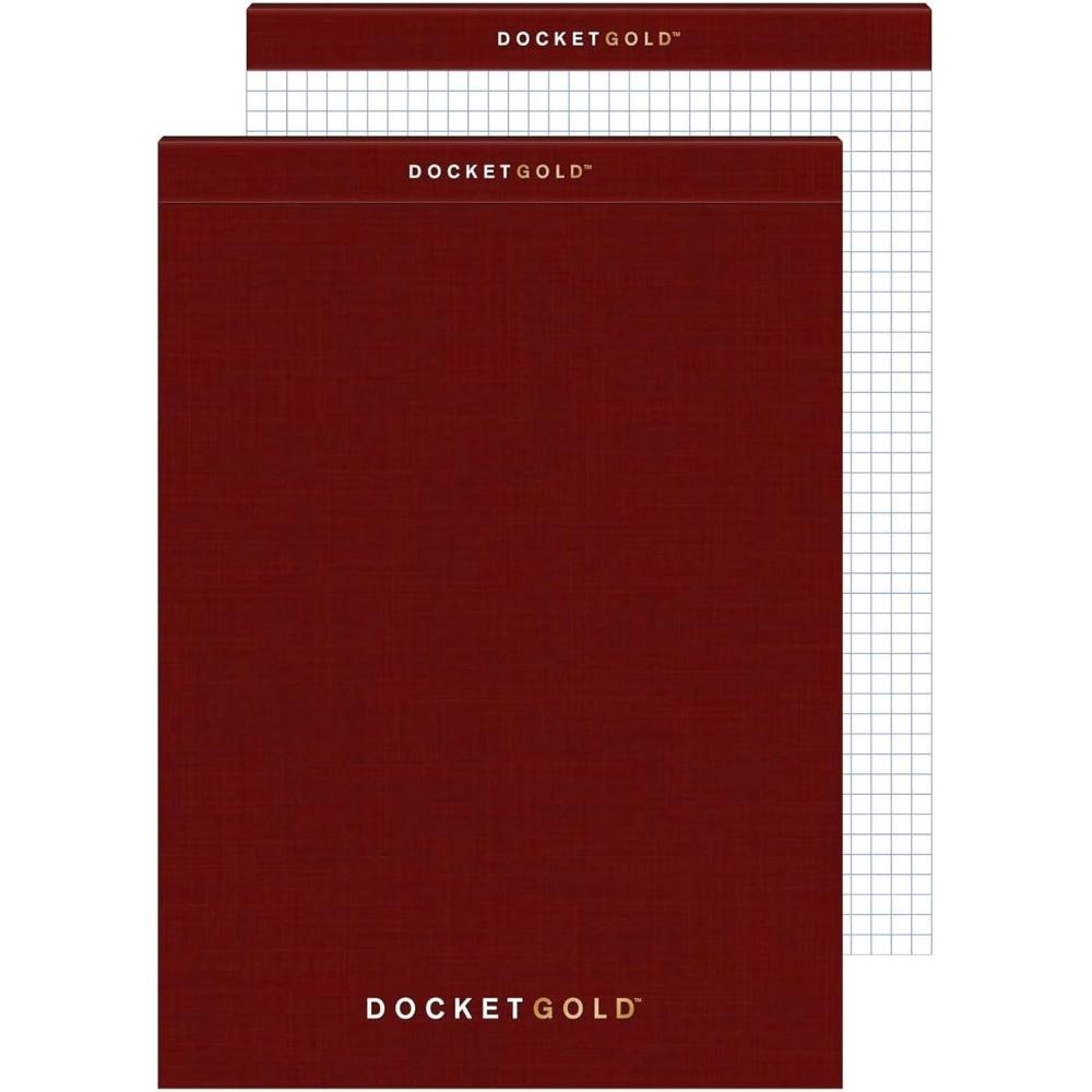 image:imageTops Docket Gold Premium Weight Graph Paper 85 x 11 4 x 4 Graph Ruled on Front and 14 Narrow Ruled on Back Reinforced Backing Burgundy Cover 80 Sheets per Pad 63752 1 Count1