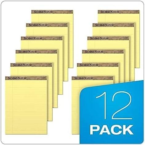 image:imageTOPS 74890 Second Nature Recycled Pads 8 12 x 11 34 Canary 50 Sheets Pack of 128 12 x 11 34