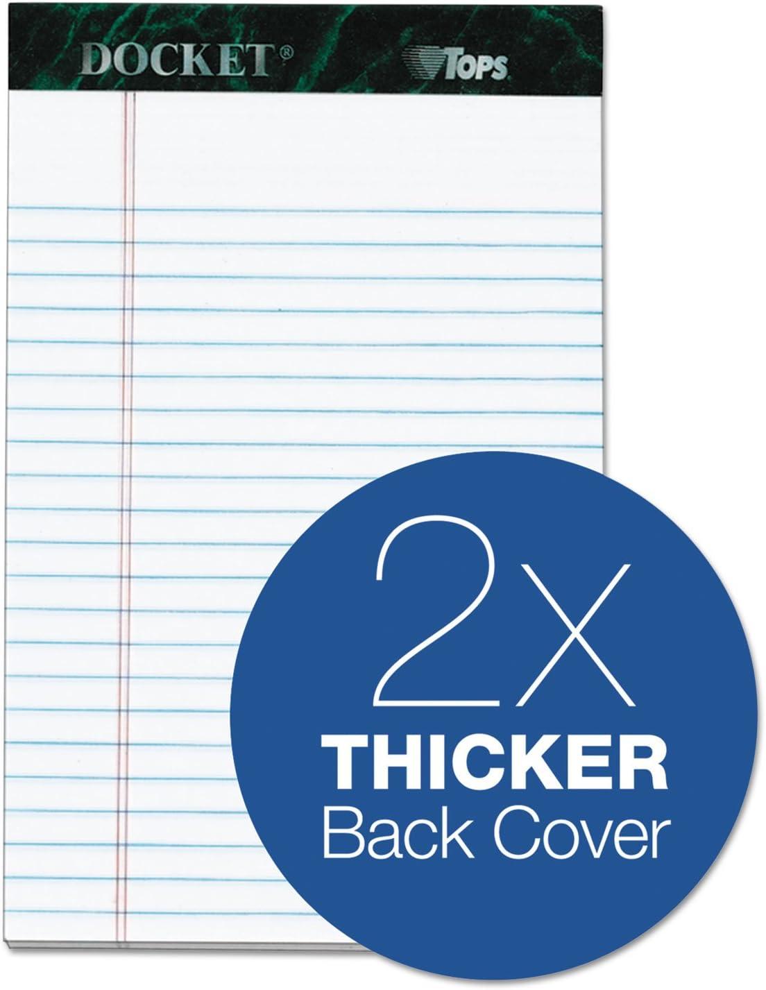 image:imageTOPS Docket Writing Tablet 5 x 8 Inches Perforated White Narrow Rule 50 Sheets per Pad 6 Pads per Pack 633665 x 8