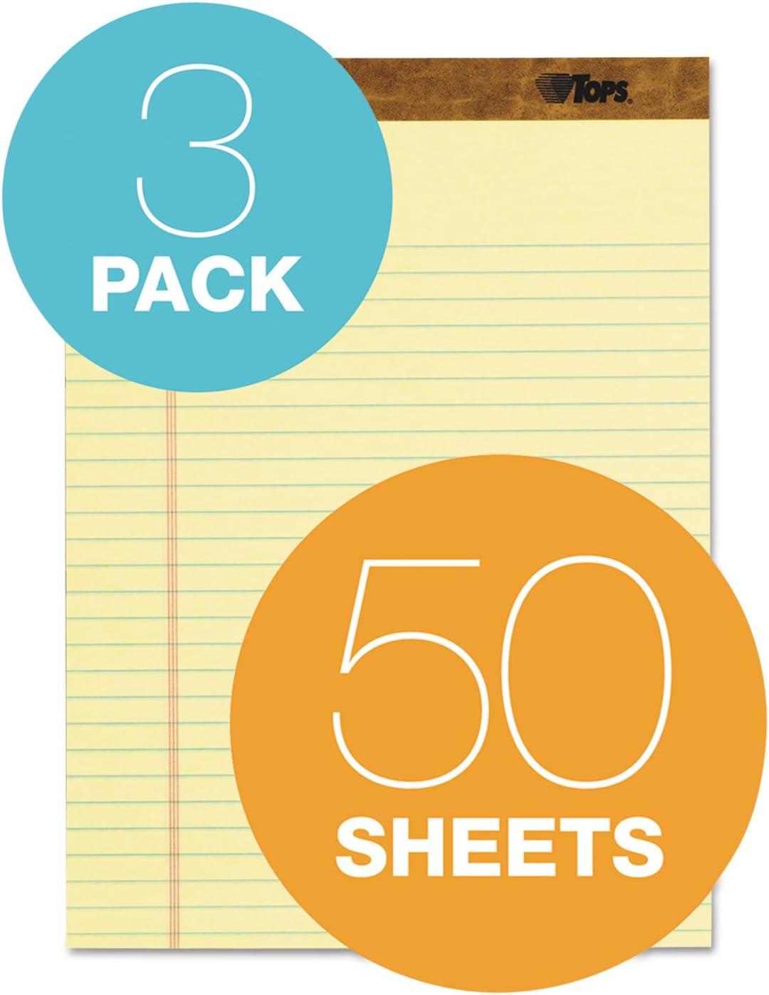 image:imageTOPS The Legal Pad Writing Pads 812 x 1134 Canary Paper Legal Rule 50 Sheets 3 Pack 75327