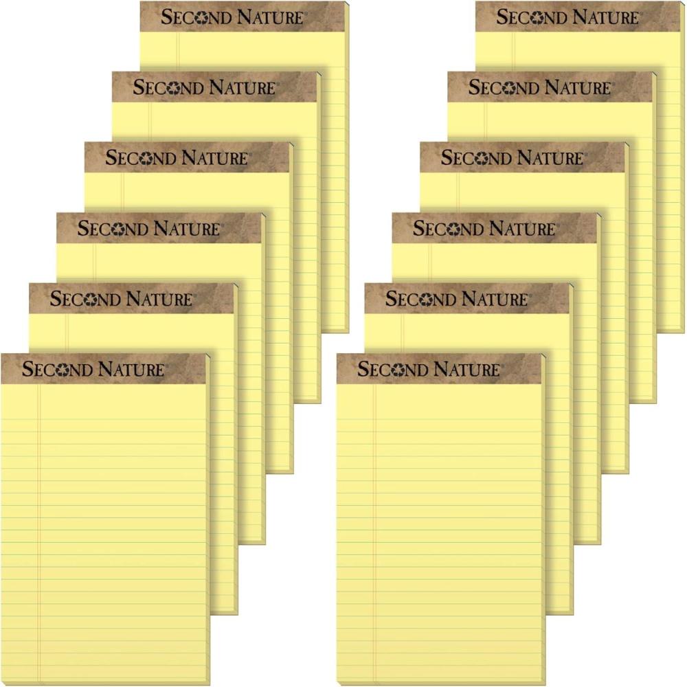 image:imageTOPS 74840 Second Nature Recycled Pads Jr Legal 5 x 8 Canary 50 Sheets Pack of 125 x 8