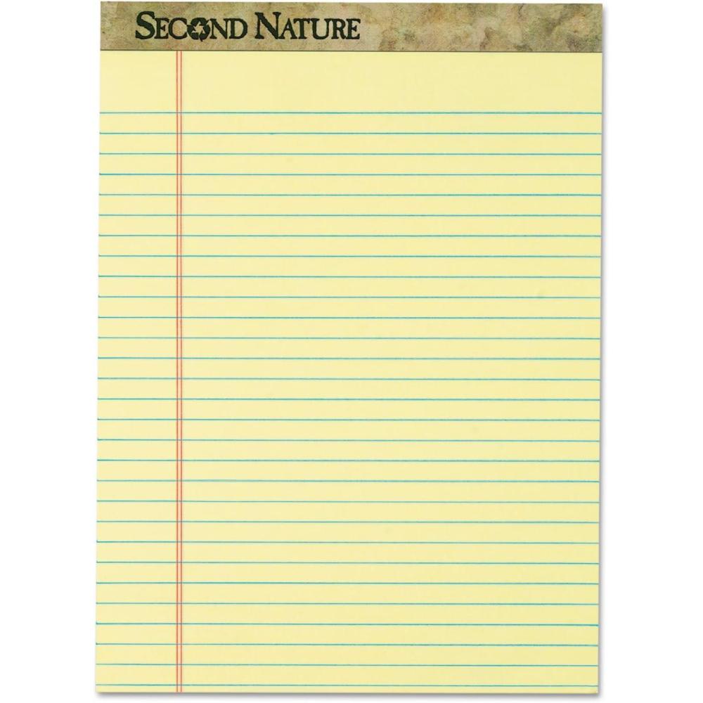 image:imageTOPS 74890 Second Nature Recycled Pads 8 12 x 11 34 Canary 50 Sheets Pack of 128 12 x 11 34