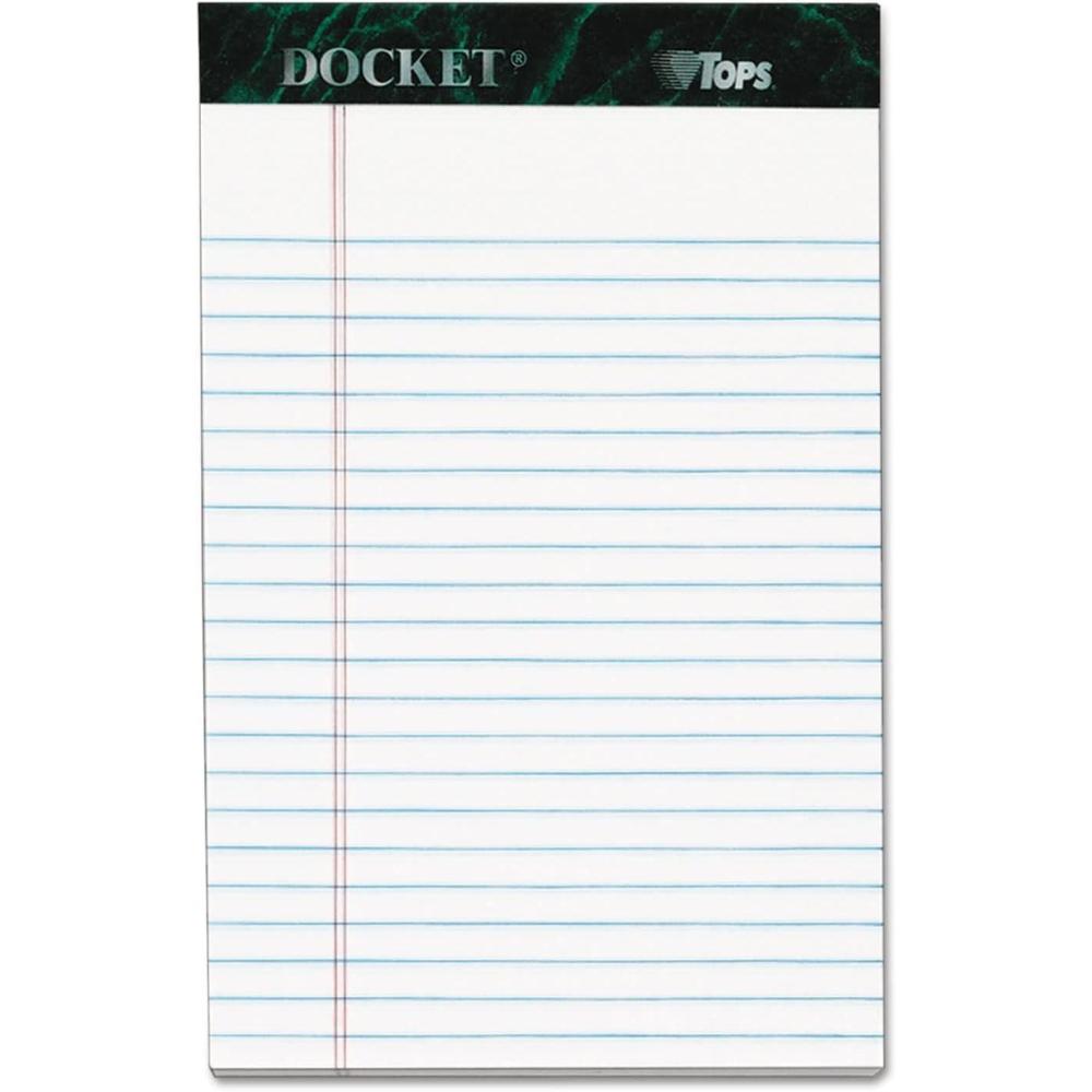 image:imageTOPS Docket Writing Tablet 5 x 8 Inches Perforated White Narrow Rule 50 Sheets per Pad 6 Pads per Pack 633665 x 8