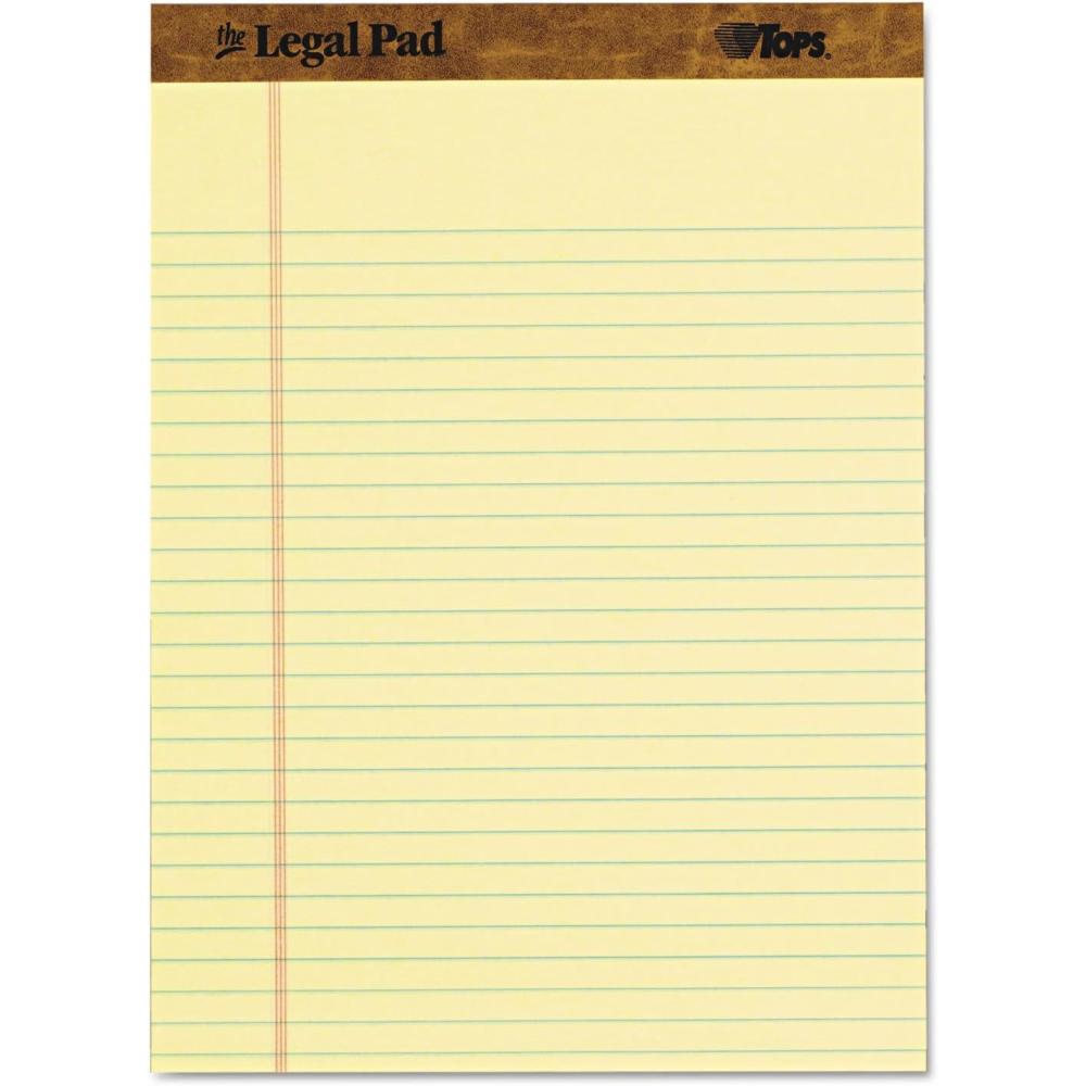 image:imageTOPS The Legal Pad Writing Pads 812 x 1134 Canary Paper Legal Rule 50 Sheets 3 Pack 75327