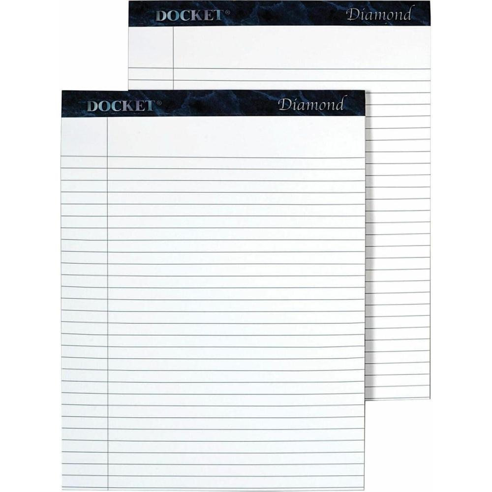 image:imageTops Docket Diamond 100 Recycled Premium Stationery Tablet 812 x 1134 Inches Perforated White LegalWide Rule 50 Sheets per Pad 2 Pads per Pack 63975