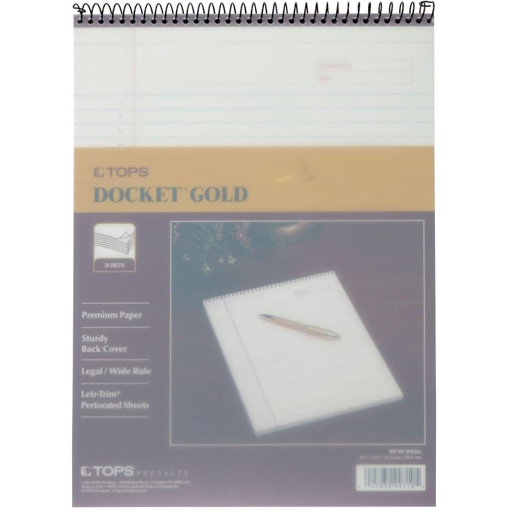 image:imageTops Docket Gold Project Planner 812 x 1134 TopWire Bound Project Rule Poly Cover 70 Sheets 99710 White70 Count Pack of 1
