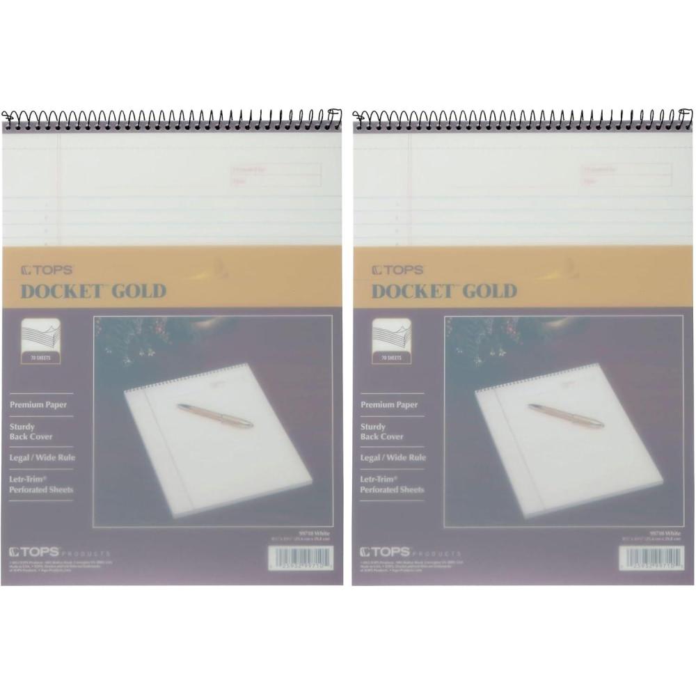 image:imageTops Docket Gold Project Planner 812 x 1134 TopWire Bound Project Rule Poly Cover 70 Sheets 99710 White70 Count Pack of 2