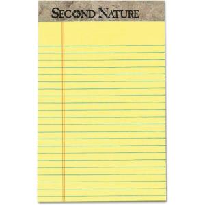 TOPS 74840 Second Nature Recycled Pads, Jr. Legal, 5 x 8, Canary, 50 Sheets (Pack of 12)(5″ x 8″ (Pack of 12))
