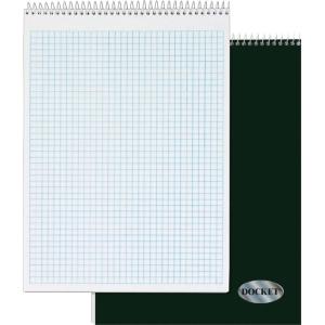 TOPS Docket Quadrille Pad, Wire Bound, 8-1/2 x 11-3/4 Inches, Quad Rule (4 x 4), White Paper, Black Covers, 70 Sheets per Pad (63801)