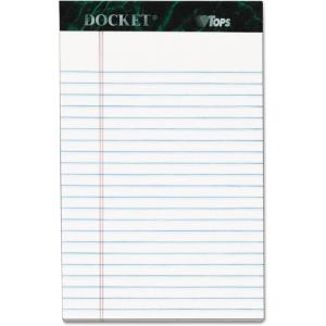 TOPS Docket Writing Tablet, 5 x 8 Inches, Perforated, White, Narrow Rule, 50 Sheets per Pad, 6 Pads per Pack (63366)(5″ x 8″)