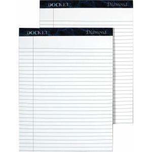Tops Docket Diamond 100% Recycled Premium Stationery Tablet, 8-1/2 x 11-3/4 Inches, Perforated, White, Legal/Wide Rule, 50 Sheets per Pad, 2 Pads per Pack (63975)