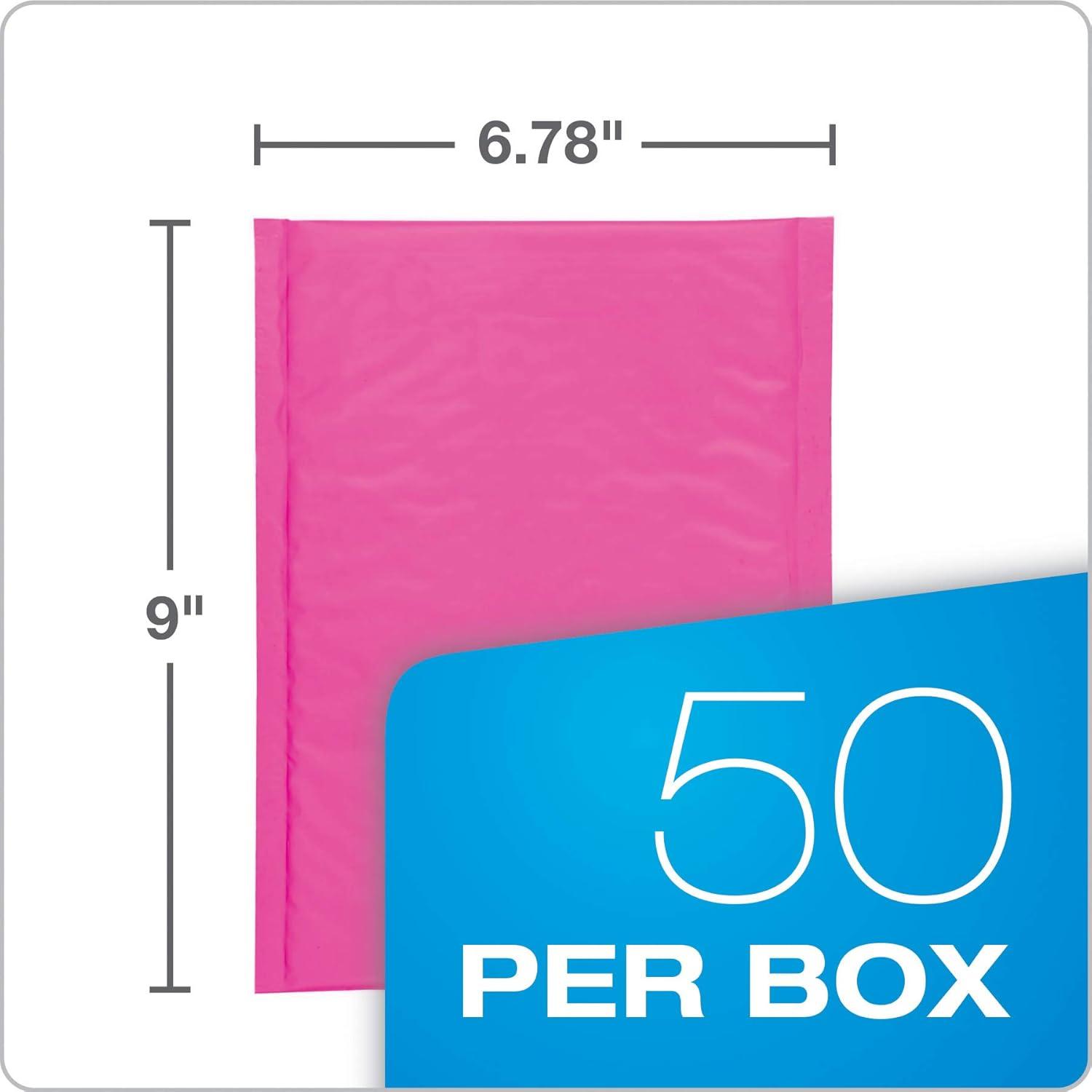 image:imageQuality Park Bubble Mailers 6 x 9 Shipping Envelopes Water Resistant Pink Poly Padded Envelopes RediStrip Peel Off Closure 50 Per Box QUA85758Pink