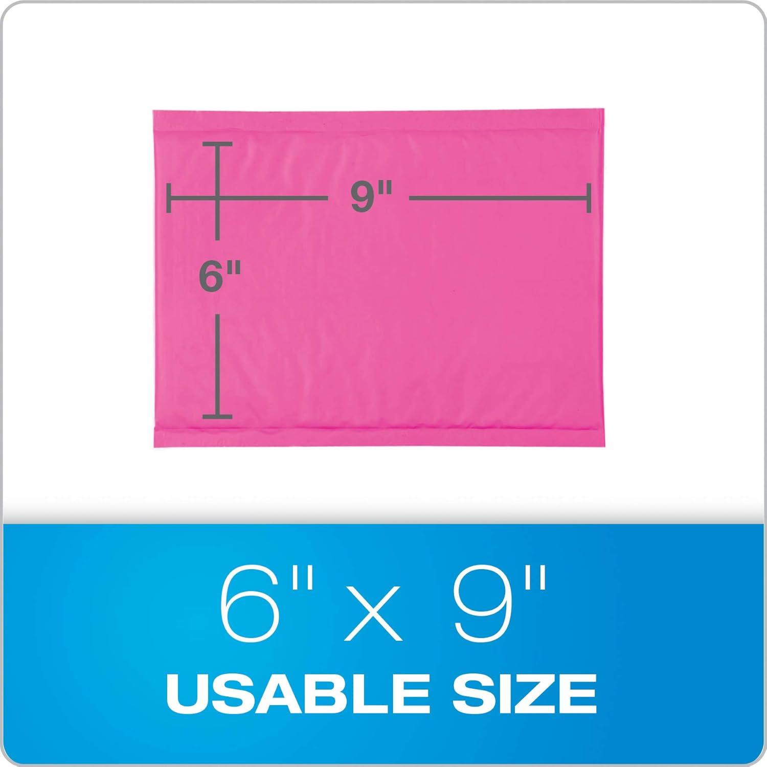 image:imageQuality Park Bubble Mailers 6 x 9 Shipping Envelopes Water Resistant Pink Poly Padded Envelopes RediStrip Peel Off Closure 50 Per Box QUA85758Pink