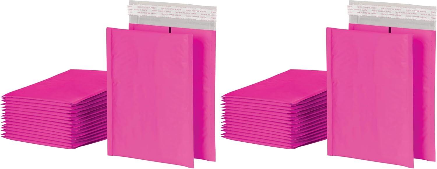 image:imageQuality Park Bubble Mailers 6 x 9 Shipping Envelopes Water Resistant Pink Poly Padded Envelopes RediStrip Peel Off Closure 50 Per Box QUA85758Pink