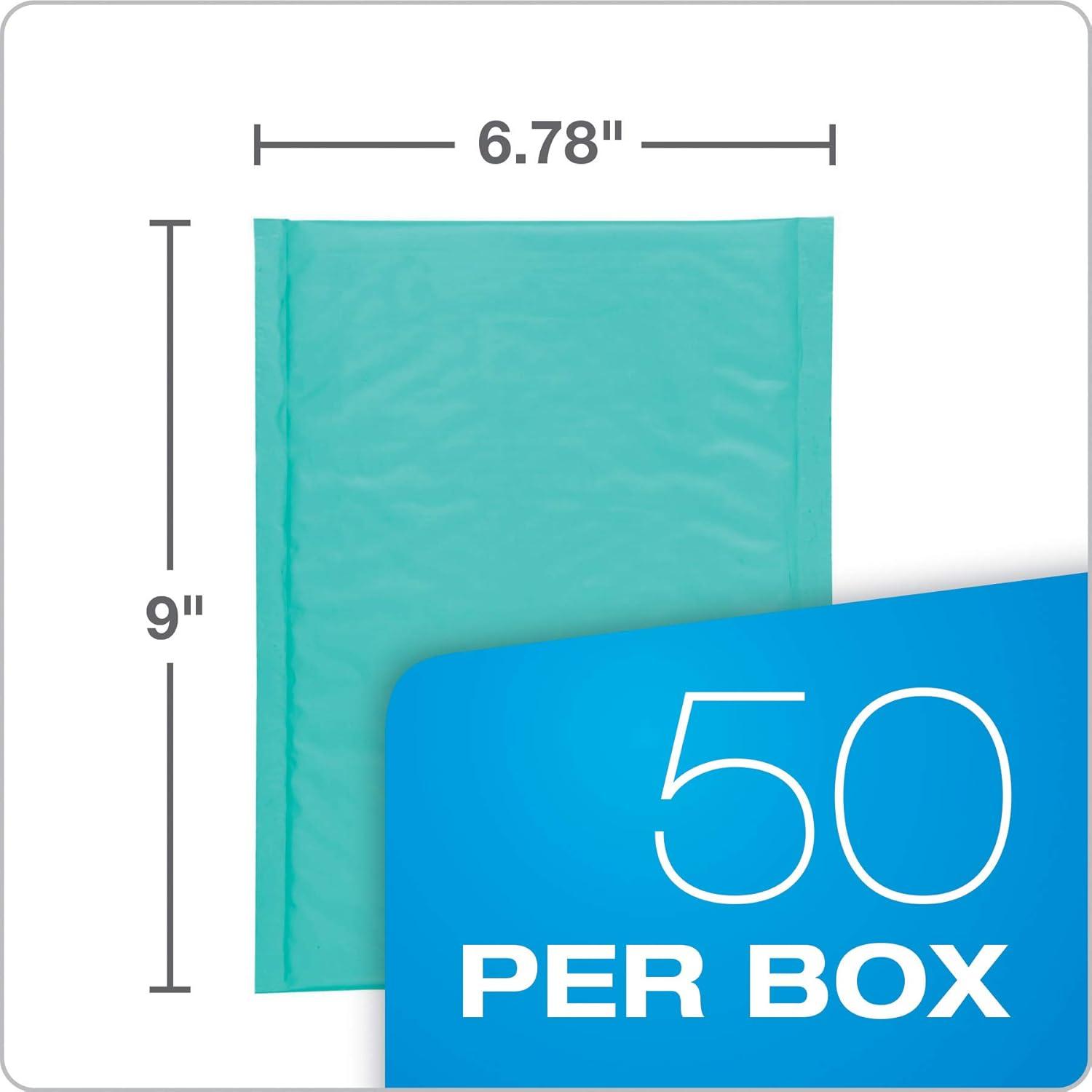 image:imageQuality Park Bubble Mailers 6 x 9 Shipping Envelopes Water Resistant Pink Poly Padded Envelopes RediStrip Peel Off Closure 50 Per Box QUA85758Teal