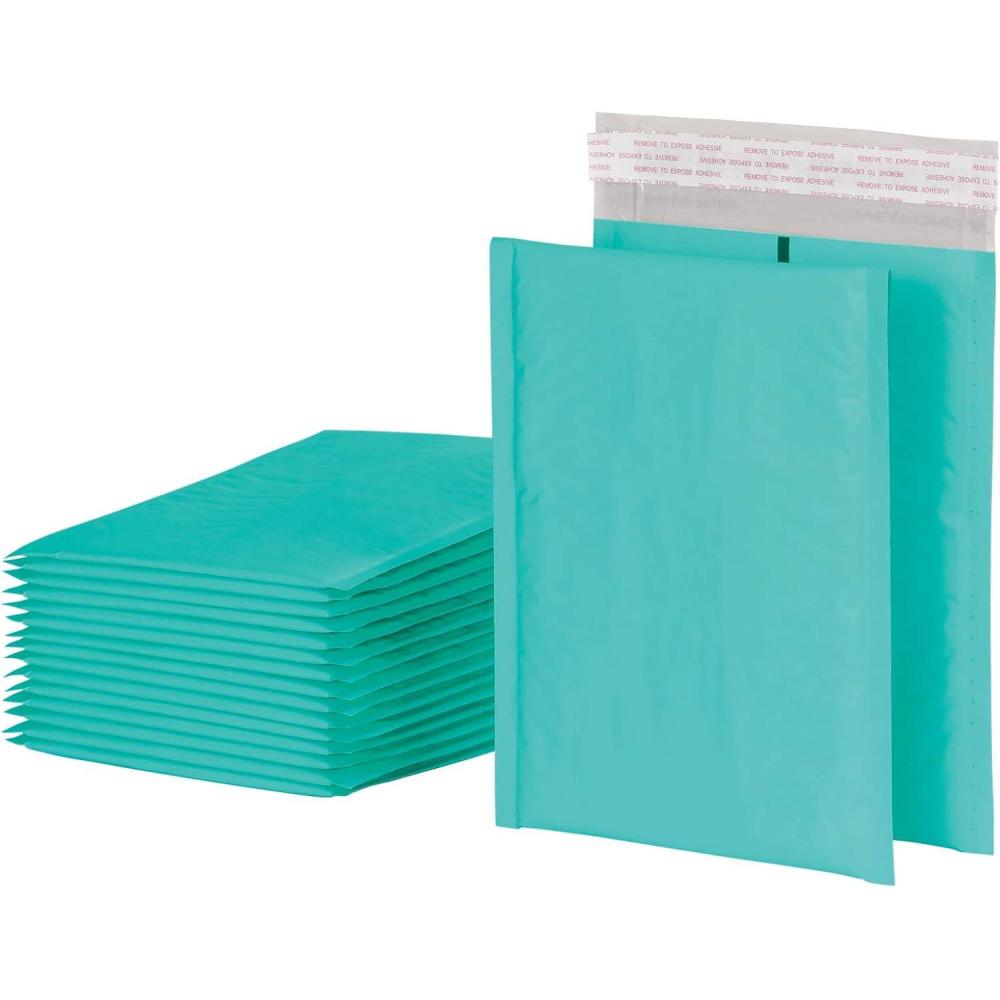 image:imageQuality Park Bubble Mailers 6 x 9 Shipping Envelopes Water Resistant Pink Poly Padded Envelopes RediStrip Peel Off Closure 50 Per Box QUA85758Teal