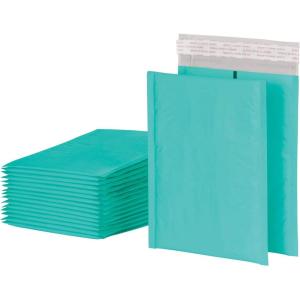 Quality Park Bubble Mailers, 6 x 9 Shipping Envelopes, Water Resistant Pink Poly Padded Envelopes, Redi-Strip Peel Off Closure, 50 Per Box (QUA85758)(Teal)