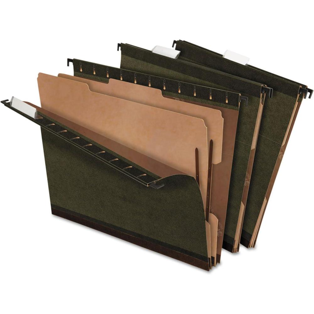 image:imagePendaflex PFX59254 SureHook Reinforced Hanging Folder 2 Dividers Letter 15 Tab Green Box of 10Letter