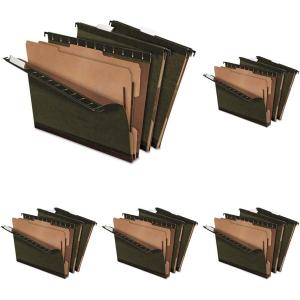 Pendaflex PFX59254 SureHook Reinforced Hanging Folder, 2 Dividers, Letter, 1/5 Tab, Green (Box of 10)(Letter (Pack of 5))