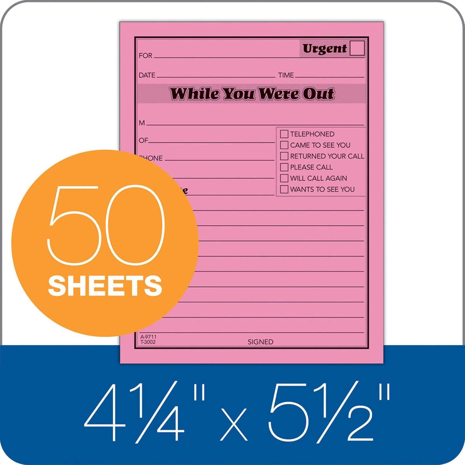 image:imageAdams While You Were Out Pads 425 x 525 Inches Assorted Neon Colors 50 SheetsPad 6Pack 9711NEON425 x 525 Inches Pack of 10