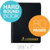 Adams Account Book, 7 x 9.25 Inches, Black, 3-Columns, 80 Pages (ARB8003M)(6 PACK)