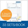 Adams Job Work Order Book, 3-Part Carbonless, White/Canary/White, 5-9/16 x 8-7/16 Inches, 33 Sets (T5868)(33 Sets)
