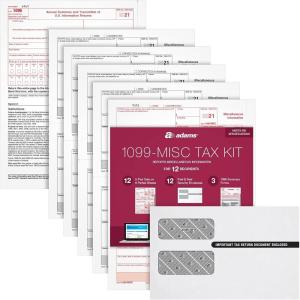 Adams 1099 MISC Forms 2021, Tax Kit for 12 Recipients, 5 Part Laser 1099 Forms, 3 1096, Self Seal Envelopes & Tax Forms Helper Online (TXA12521-MISC)(2021 (Old Version))