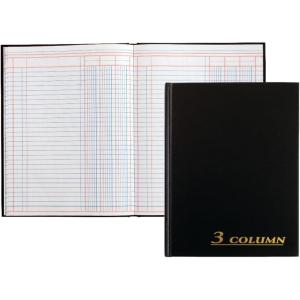 Adams Account Book, 7 x 9.25 Inches, Black, 3-Columns, 80 Pages (ARB8003M)(6 PACK)