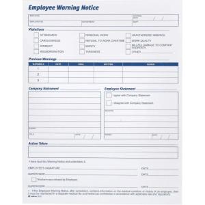 Adams Employee Warning Notice Form, 8.5 x 11 Inches, 2 Pads of 50 Forms, 100 Total forms, 1-Part Each (9060) , White