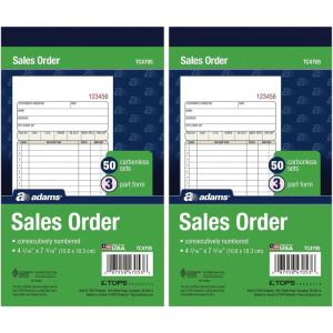 Adams Sales Order Book, 3-Part, Carbonless, 4-3/16″ X 7-3/16″ Inch, 50 Sets, White, Canary and Pink (TC4705)(50 Count (Pack of 2))
