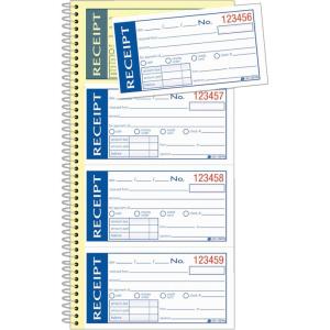Adams Write n’ Stick Receipt Book, 2-Part, Carbonless, White/Canary, 5-1/4″ x 11″, Spiral Bound, 200 Sets per Book, 4 Receipts per Page (SC1152WS)(5-1/4″ x 11″ (Overall)  2-3/4″ x 4-3/4″ (Receipts))