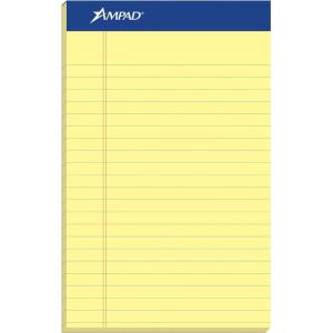 Ampad Perforated Pad, Size 5 x 8, Canary Yellow Paper, Jr. Legal, 50 Sheet Per Pad, 24 Pack (20-252DPA)