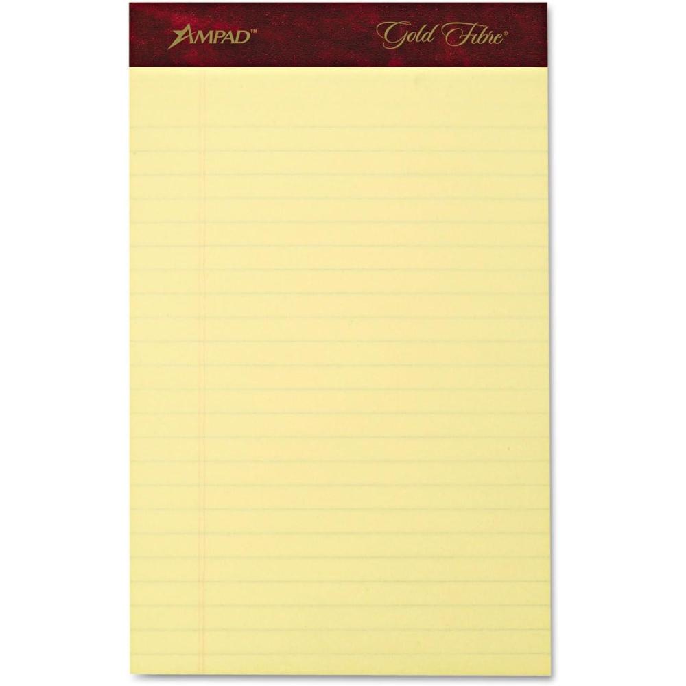 image:imageAmpad 20029 Gold Fibre Writing Pads Jr Legal Rule 5 x 8 Canary 50 Sheets Pack of 4