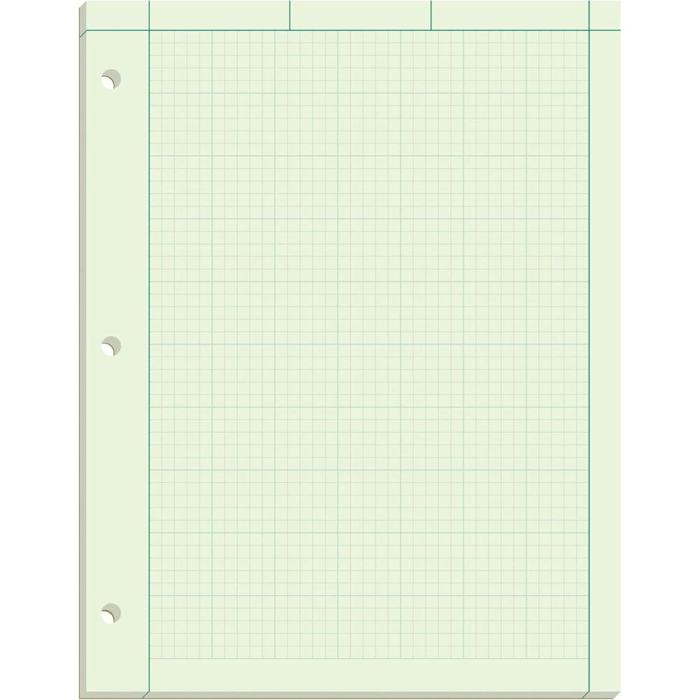 image:imageAmpad 42142 Computation Pad Greentint Paper 85 x 11 5 x 5 Rule 3Hole Punched 100Sheets 1Each812 W x 11 L