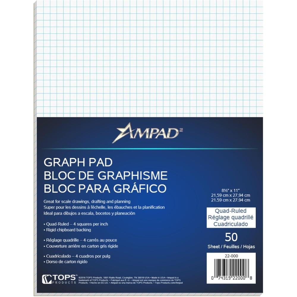 image:imageAmpad Evidence Quadrille Pad Size 812 x 11 White Paper 4x4 Quad Ruling 20 Pound Premium Stock Paper 50 Sheets Per Pad 22000 10 Pads1 Pad