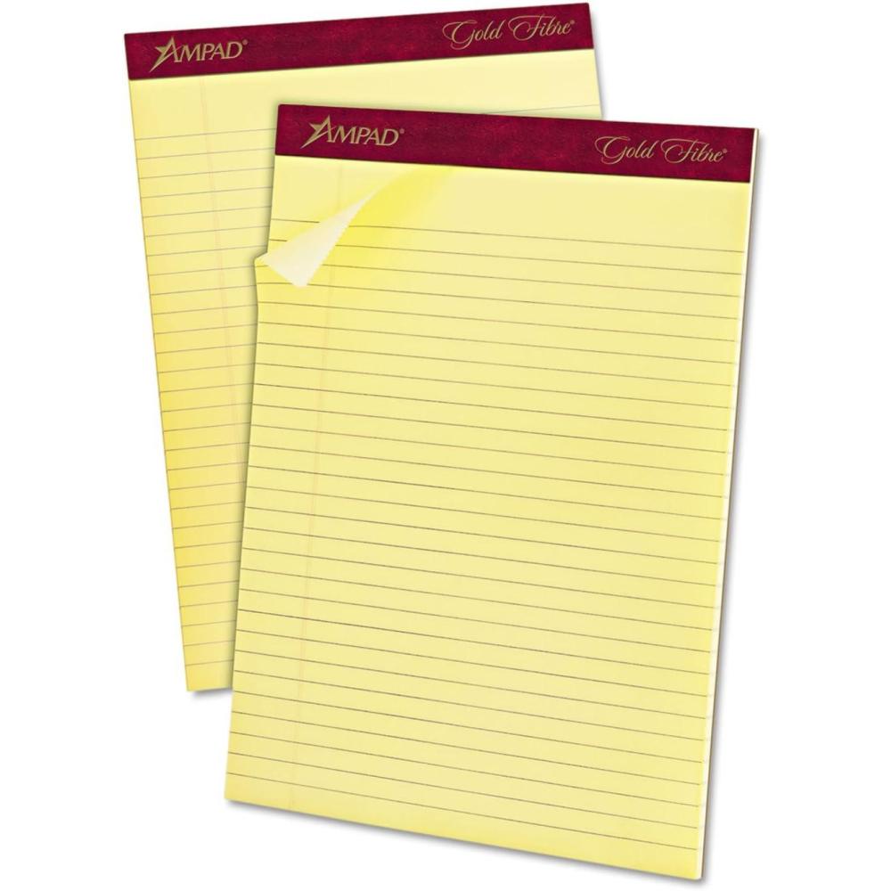 image:imageAmpad Gold Fibre Letter Size Perforated Pads 8 12 x 11 34 Inches Legal Ruling Canary Paper 50 Sheets Per Pad 12 Pack 20020