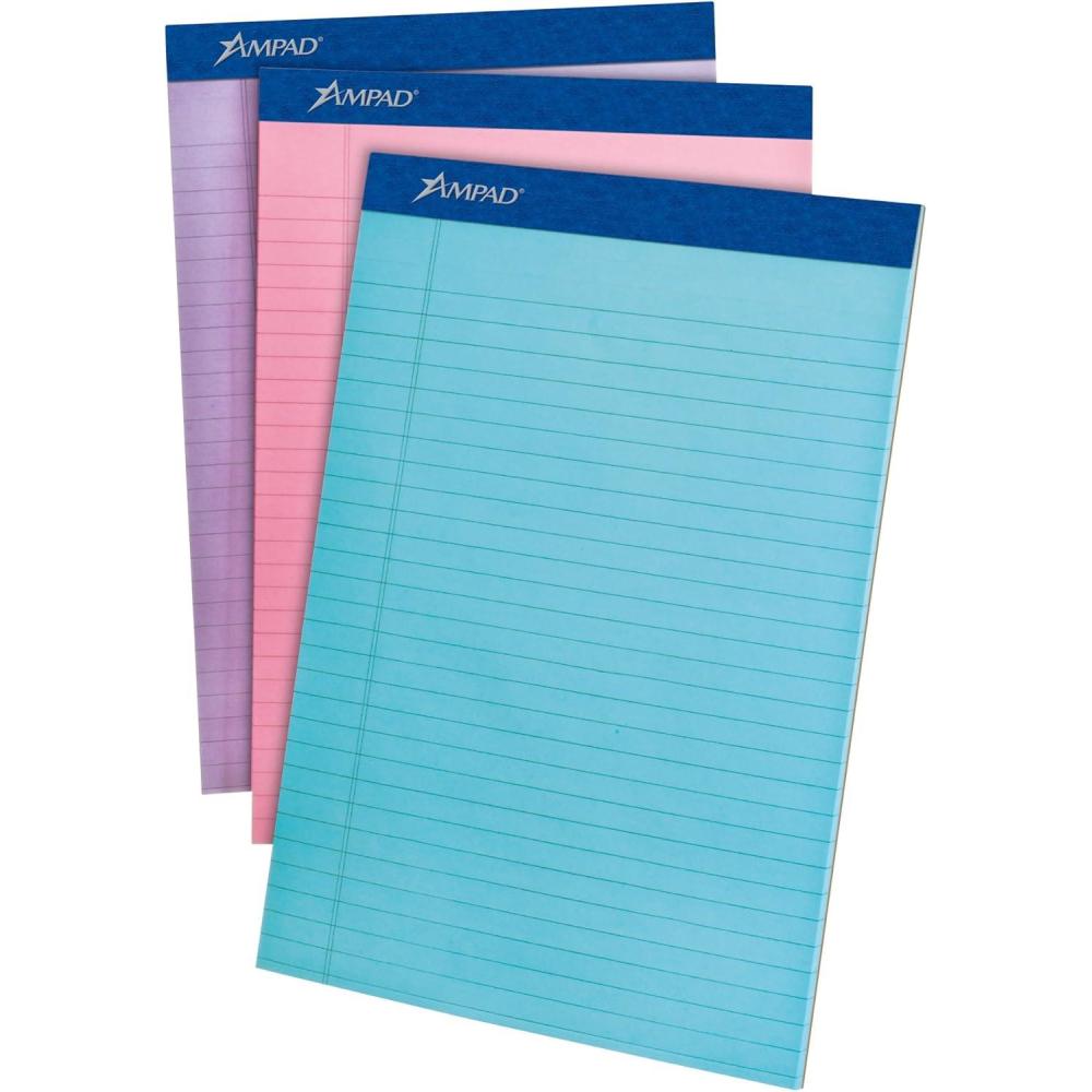 image:imageAmpad Perforated Pad Assorted Pastel Colors 85 x 1175 50 Sheets 3 per Pack 20106