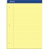 Ampad Writing Pads, 8.5 x 11.75, 2 hole drilled, Wide Ruled, Canary, 50 Sheets (TOP20-221)