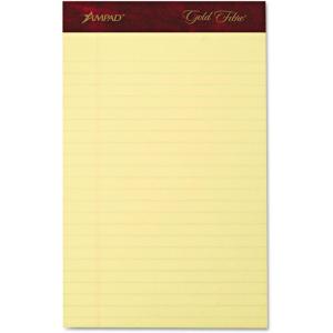 Ampad 20029 Gold Fibre Writing Pads, Jr. Legal Rule, 5 x 8, Canary, 50 Sheets (Pack of 4)